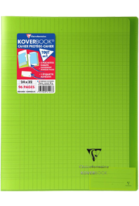 Cahier petit format (17x22) 48p seyès, couverture polyprplastique / 90g vert